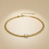 Gold 18K Steel Princess CZ Cuban Chain Necklace