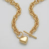 Gold 18K Steel Toggle Heart Rolo Chain Necklace
