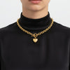 Gold 18K Steel Toggle Heart Rolo Chain Necklace