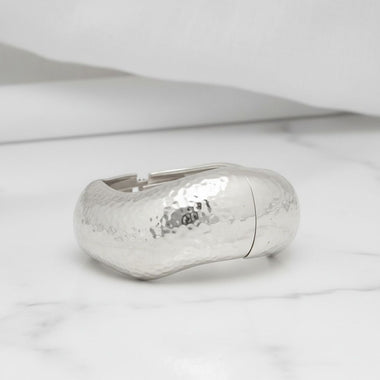 Bangle Hammered Silver Wavy Chunky Bracelet
