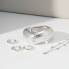 Bangle Hammered Silver Wavy Chunky Bracelet