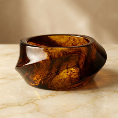 Bangle Vintage Tortoiseshell Resin Wavy Bracelet
