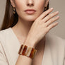 Stretch Marbled Brown Resin Rectangle Bracelet