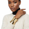 Long Cuff Gold Metal Stripe Embossed Bracelet