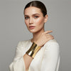 Long Cuff Gold Metal Stripe Embossed Bracelet