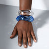 Bangle Transparent Blue Prism Wave Facet Bracelet