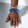 Bangle Transparent Blue Prism Wave Facet Bracelet