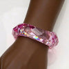 Bangle Transparent Pink Prism Wave Facet Bracelet