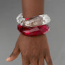 Bangle Transparent Red Prism Wave Facet Bracelet