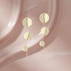 Dangle Graduated Curved Gold Disc Long Earrings