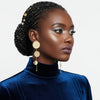 Dangle Graduated Curved Gold Disc Long Earrings