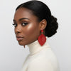 Drop Red Rhinestone Encrusted Leaf Earrings