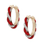 DST Vibrant Red Clear Twisted Hoop Earrings Women
