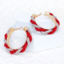 DST Vibrant Red Clear Twisted Hoop Earrings Women