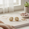 Stud Square Dome Gold Basket Weave Earrings