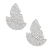 Stud 1920s Silver Ruffle Fan Rhinestone Earrings