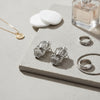 Stud Silver Brass Woven Twist Hinge Clip Earrings