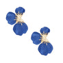 Studs Blue Tropical Bloom Triple Petal Earrings