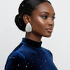 Stud Oversized Domed Teardrop Silver Stone Earrings