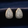 Stud Oversized Domed Teardrop Silver Stone Earrings