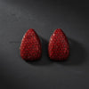 Stud Oversized Domed Teardrop Red Stone Earrings