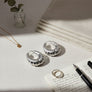 Hoop Silver Metal Croissant Teardrop Earrings