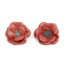 Stud Mauve Faux Leather Petal Flower Earrings