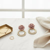 Drop Pale Pink Rose Felt Petal Ribbed Ring Earrings