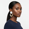 Drop White Rose Felt Petal Ribbed Ring Earrings