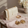 Clip On Organic Gold Oval Cream Pearl Earrings