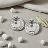 Clip On Organic Silver Oval White Pearl Earrings