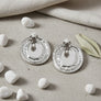 Clip On Organic Silver Oval White Pearl Earrings