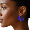 Hoop Dark Purple Wide Stacked Metal Earrings