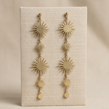 Dangle Golden Sunburst Celestial Earrings