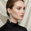 Dangle Silver Linked Mesh Ball Long Drop Earrings