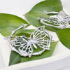 Hoop Dimensional Butterfly Silver Bamboo Earrings