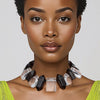 Toggle Chunky Transparent Black Clear Bead Necklace