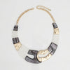 Vintage Marbled Black White Resin Bib Necklace