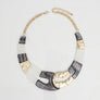 Vintage Marbled Black White Resin Bib Necklace
