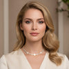 Tennis Gold CZ Baguette White Quatrefoil Necklace