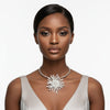 Pendant Matte Silver Metal Sunburst Flower Necklace