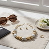 Chunky Cracked White Hollow Metal Bead Necklace