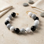 Mod Style Tricolor Black Tone Chunky Bead Necklace