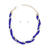 Sorority Vibrant Blue Clear Twisted Tube Necklace
