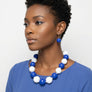 Mod Style Two Tone Blue White Chunky Bead Necklace