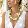 Mod Style Tricolor Green Tone Chunky Bead Necklace