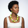Mod Style Tricolor Green Tone Chunky Bead Necklace