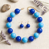Mod Style Two Tone Blue Chunky Bead Necklace