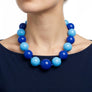 Mod Style Two Tone Blue Chunky Bead Necklace