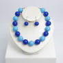 Mod Style Two Tone Blue Chunky Bead Necklace